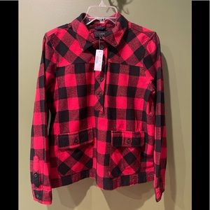 J Crew Petite Flannel Buffalo Check Popover, NWT